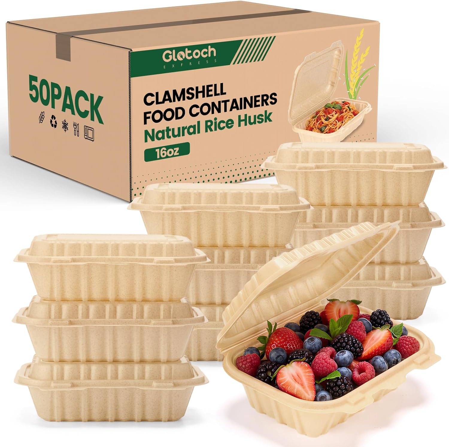 50 Pack 16oz Clamshell Take Ou - Meal Prep With Rice recension och pris