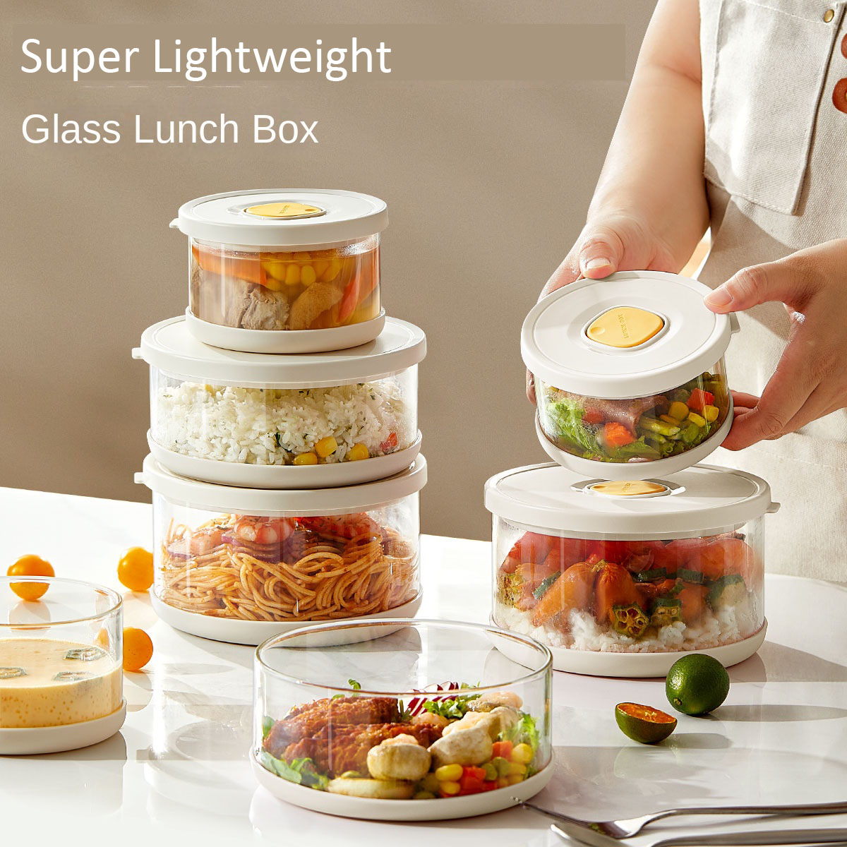 Glass Bowl with Airtight Cover - Meal Prep With Rice recension och pris